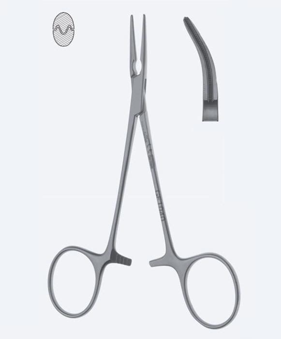 Зажими судинні, "De Bakey-Mosquito", атравматичні, зубці "De Bakey", вигнуті, з кремальєрою, довжина 125 мм. Бренд - Asanus Medizintechnik Gmb, Німеччина